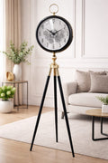 Modern Tripod Floor Clock 150 cm – Blue Dial with Gold & Black Frame – Stylish Home Decor