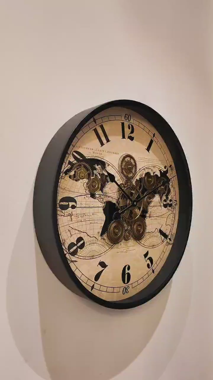 World Map Vintage Wall Clock