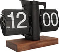 ساعة تقليب مكتبية بقاعدة خشبية فاخرة – Premium Retro Flip Clock
