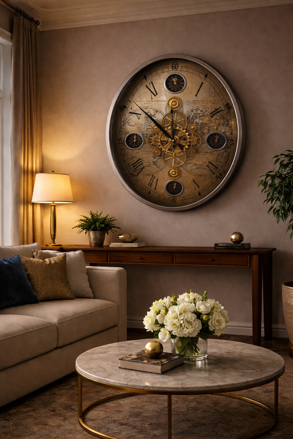 World Time Luxury Wall Clock – ساعة حائط متعددة التوقيتات
