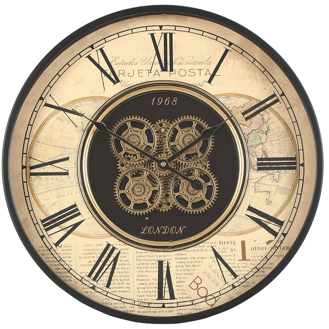 ساعة حائط لندن فينتاج بالتروس الذهبية – London Vintage Gear Clock
و