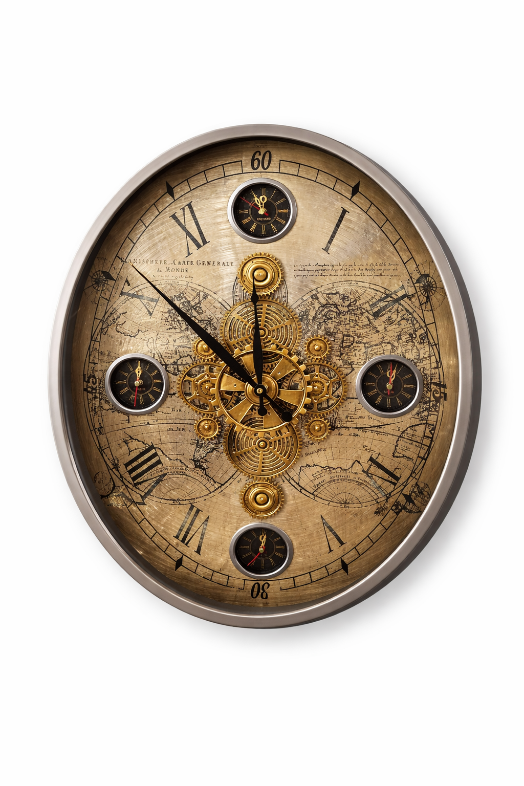 World Time Luxury Wall Clock – ساعة حائط متعددة التوقيتات