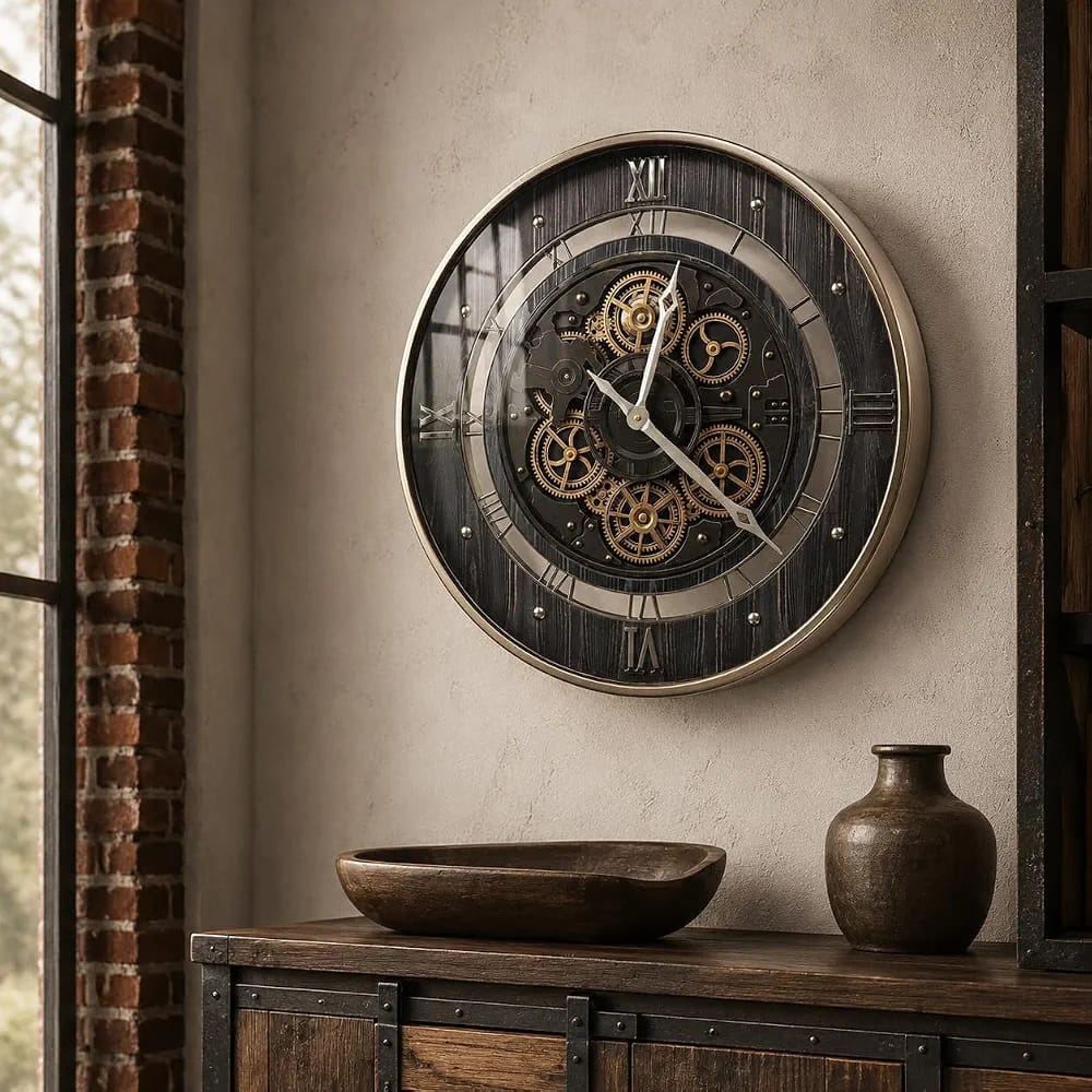 ساعة حائط ميكانيكا بالتروس المتحركة – 60×60 سم
