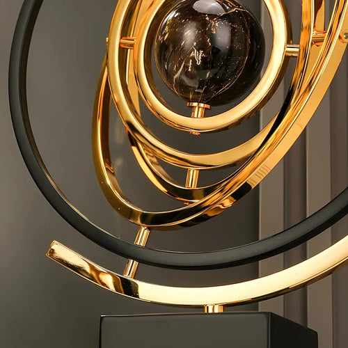 Abstract Globe Sculpture Set – Black & Gold 2 Pieces