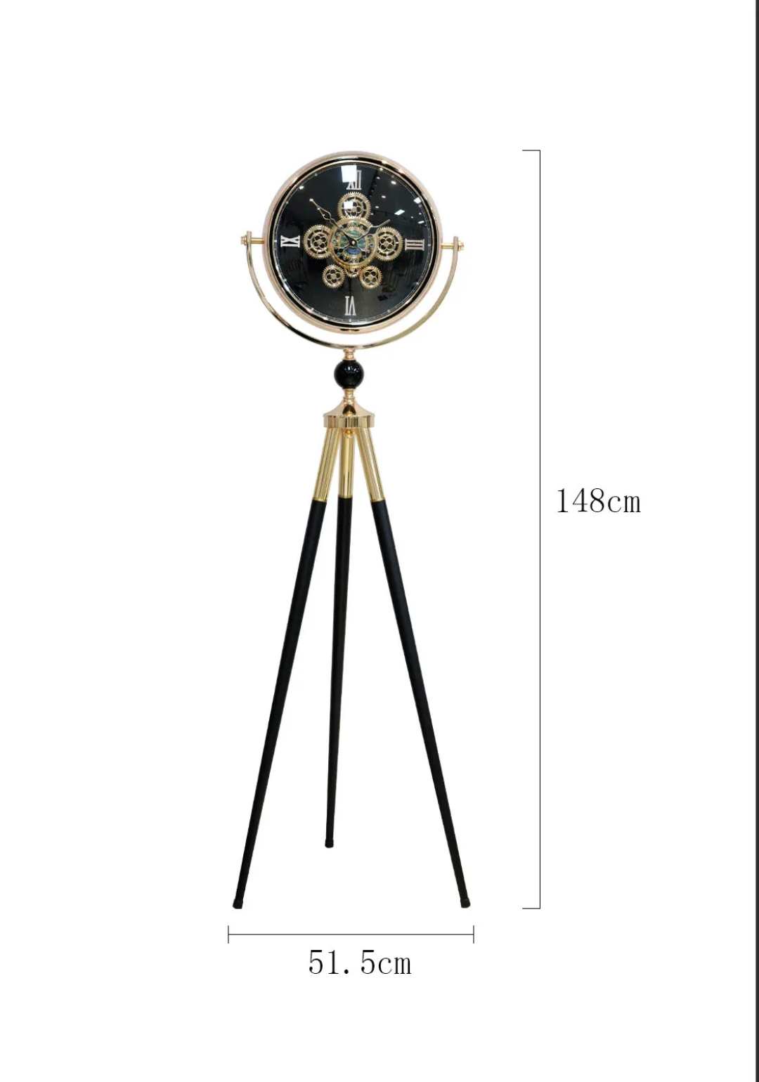 Black Gold Tripod Clock – ساعة أرضية فاخرة ستاند