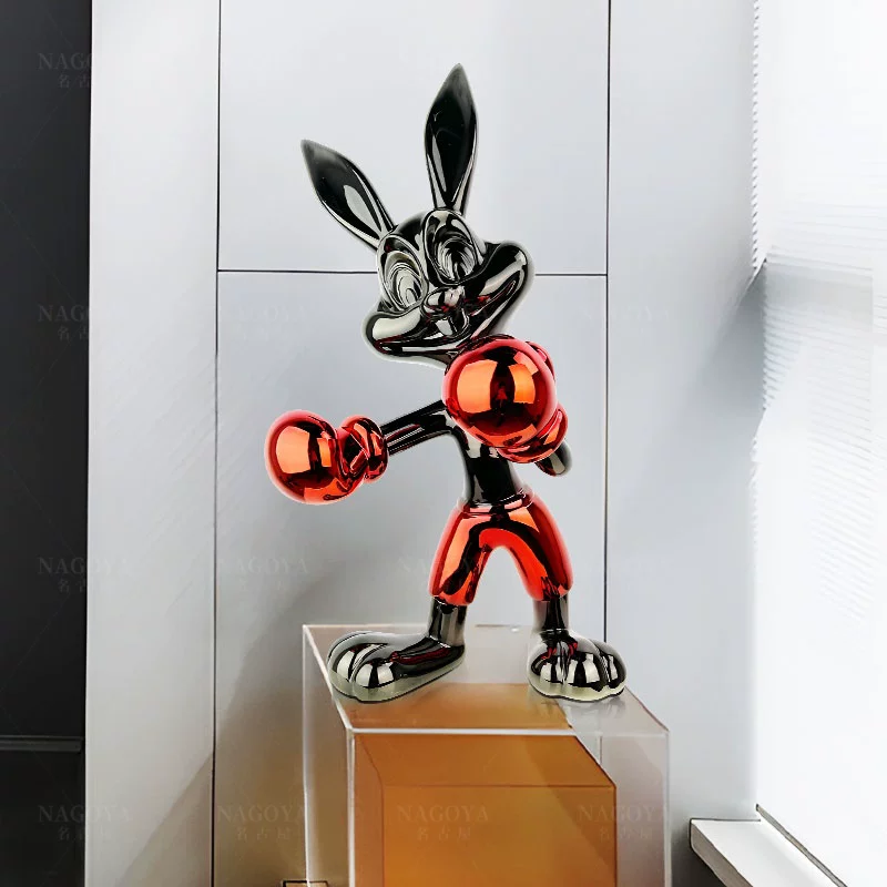 Pop Art Rabbit Sculpture – تمثال أرنب ملاكم عصري فاخر