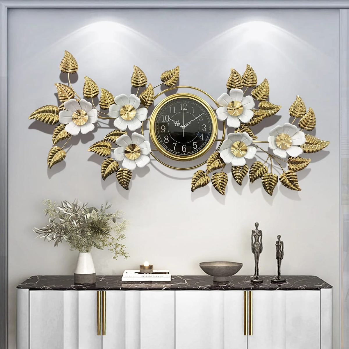 White Rose Wall Clock – Stainless 118×60cm