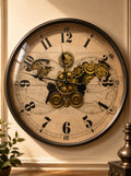 World Map Vintage Clock – ساعة حائط بتصميم خريطة العالم والتروس