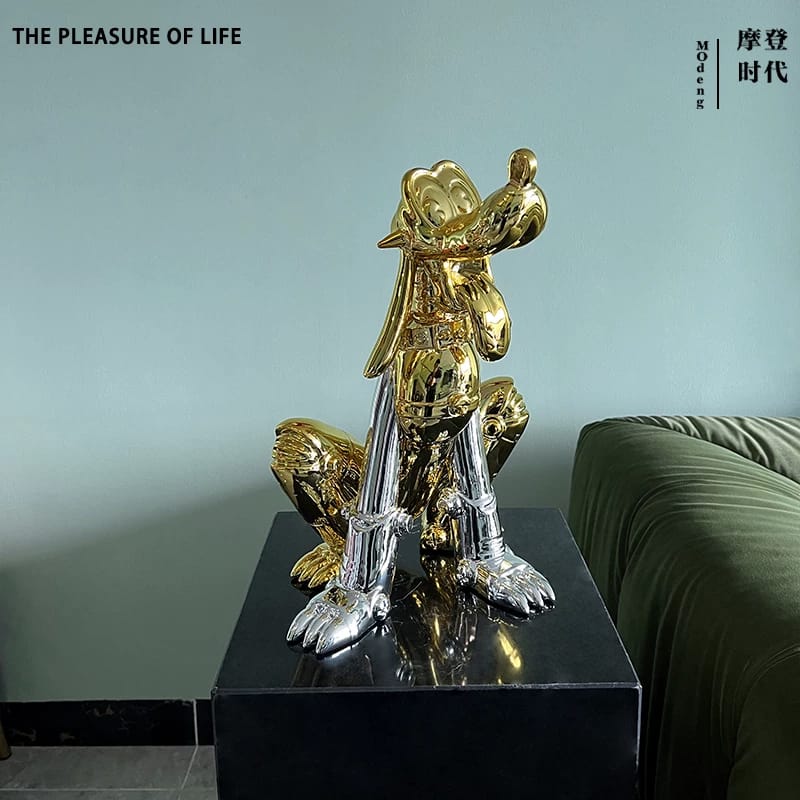 Large Modern Decorative Statue with Gold & Silver Metallic Finish – Luxury Contemporary Art Piece for Home & Interior Décor