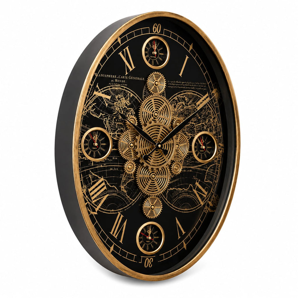 Oval Wall Clock – Black & Gold