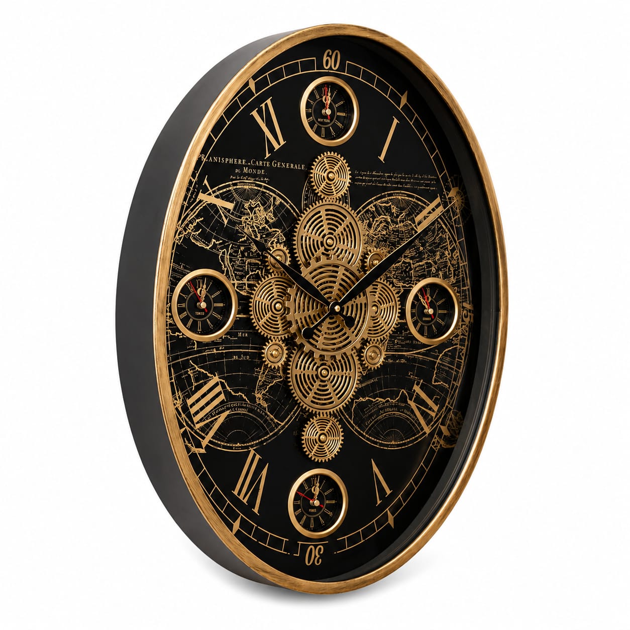 Oval Wall Clock – Black & Gold