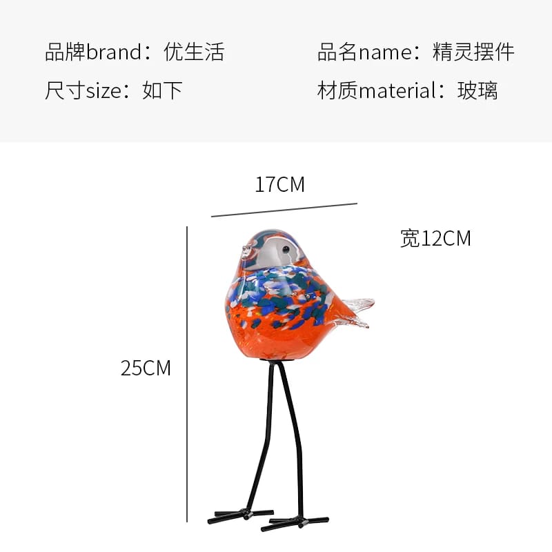 Set of 2 Handcrafted Murano Glass Bird Sculptures – Luxury Colorful Art Décor for Home & Office