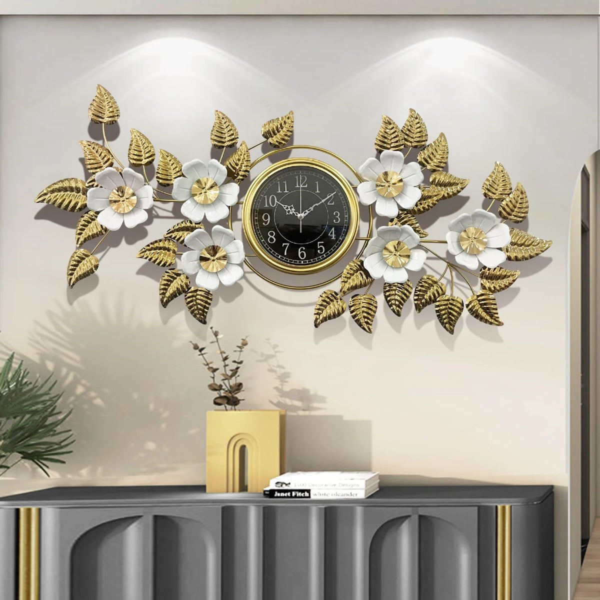 White Rose Wall Clock – Stainless 118×60cm