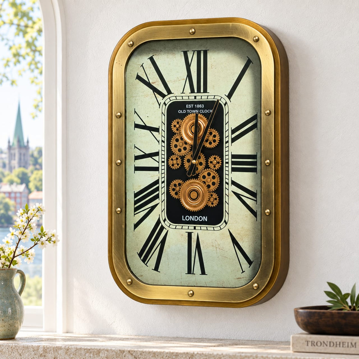 ساعة حائط تروندهايم بالتروس المتحركة – Trondheim Gear Clock