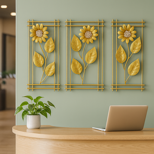 Floral Metal Wall Art – Gold