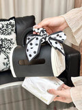 علبة مناديل سيراميك بتصميم أنيق مع فيونكة ديكور – Tissue Box Holder
