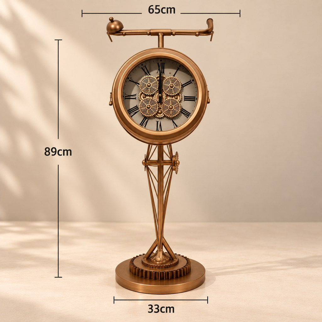 ساعة أرضية ديكور بتروس متحركة – Vintage Bicycle Gear Clock