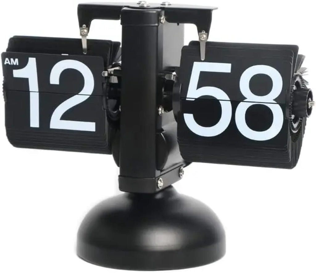 ساعة مكتبية فليب كلاسيك بتصميم الأرقام المتقلبة – أسود | Retro Flip Clock