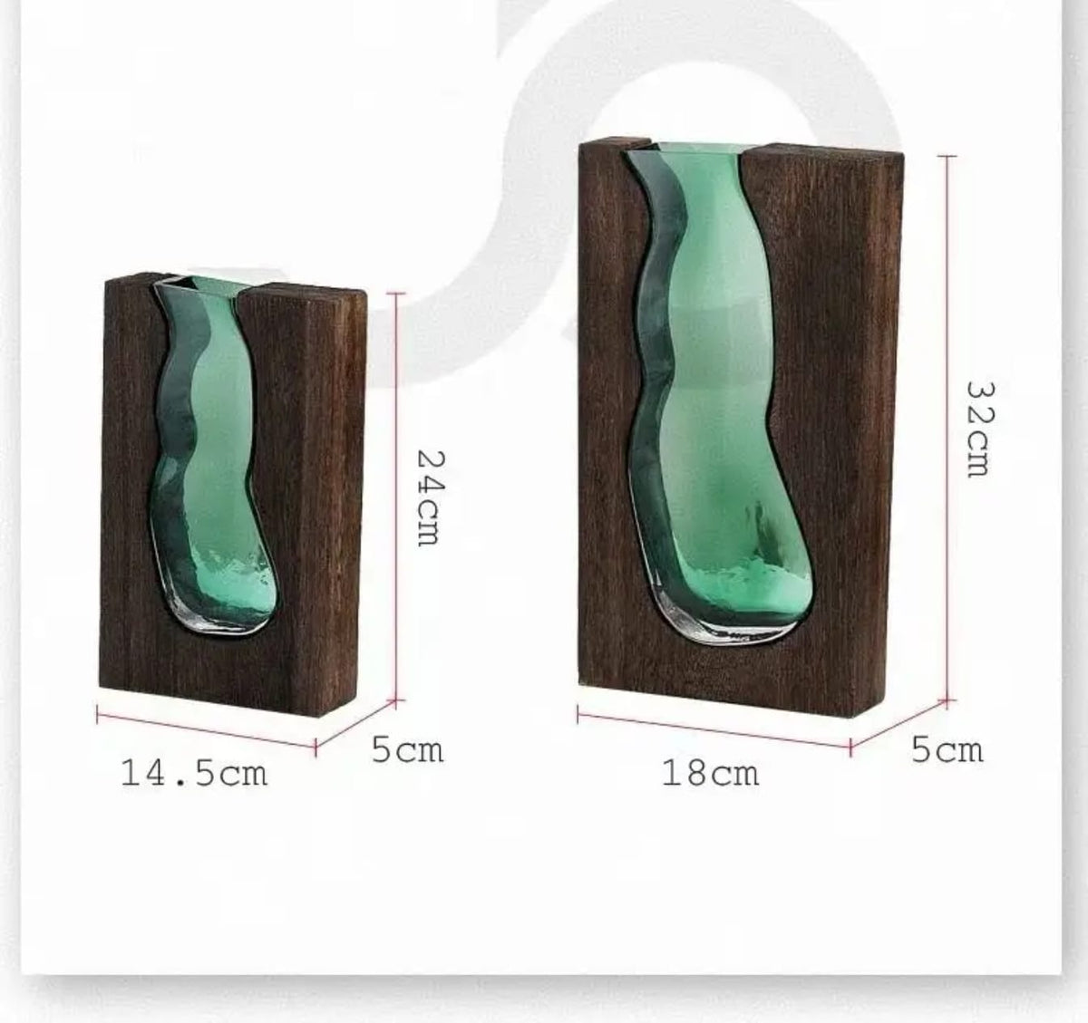 فازة زجاج بإطار خشبي – Wood Frame Vase
