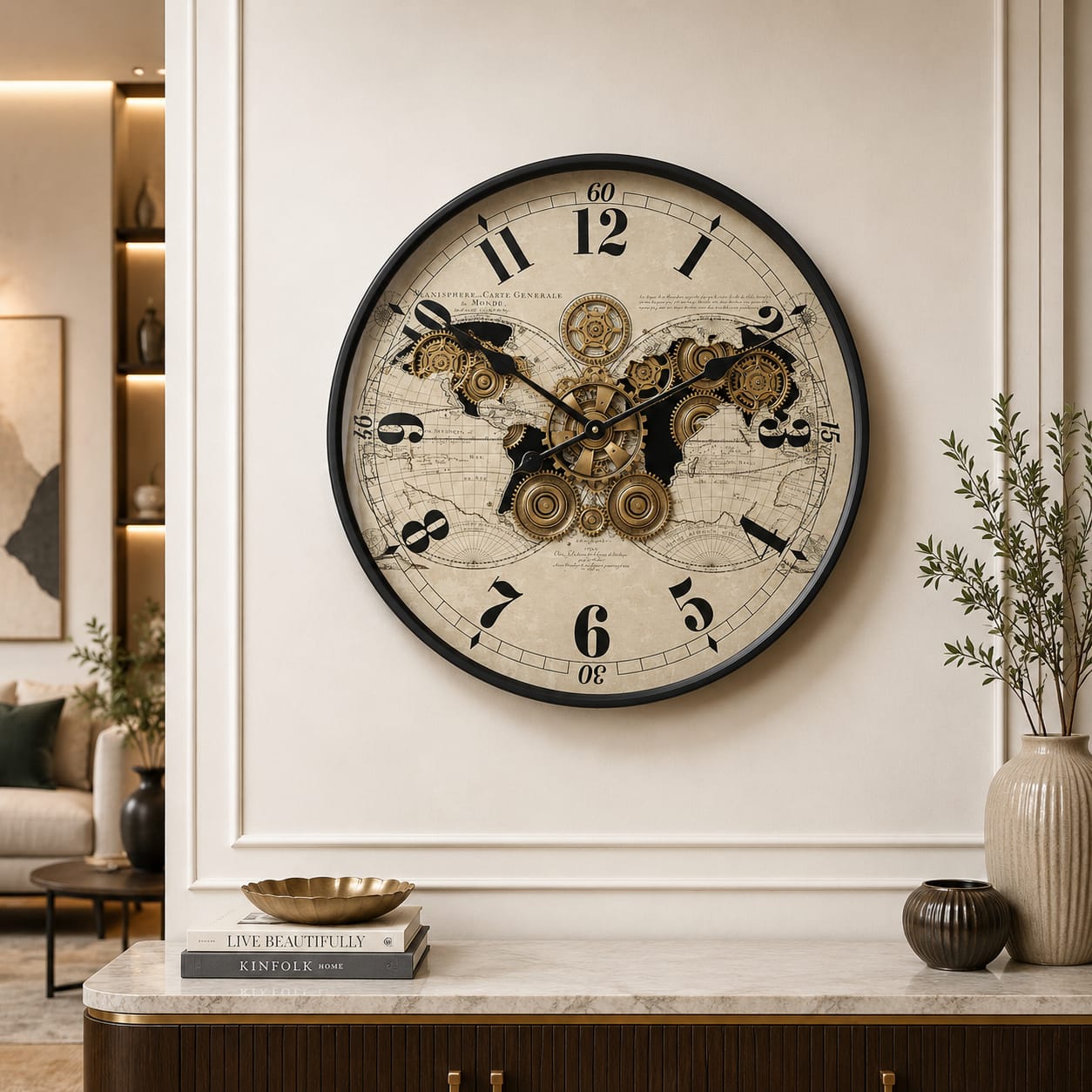 World Map Vintage Wall Clock