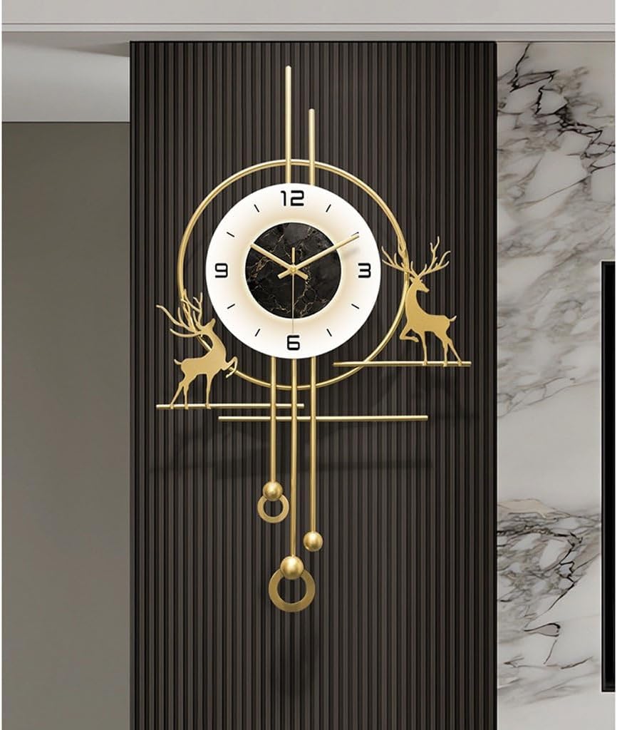 ساعة حائط مضيئة بتصميم الغزلان – 80×45 سم