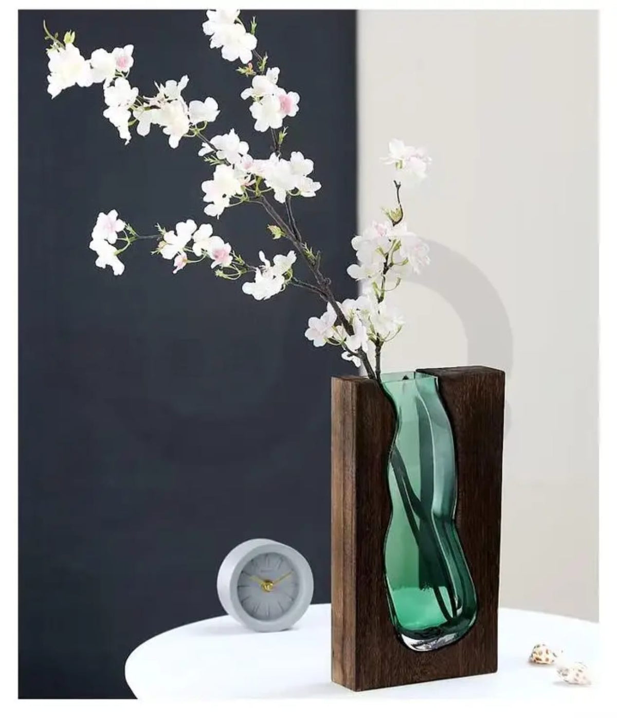 فازة زجاج بإطار خشبي – Wood Frame Vase
