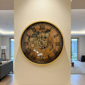 Vintage Roman Gear Clock – ساعة حائط كلاسيكية بتروس وأرقام رومانية