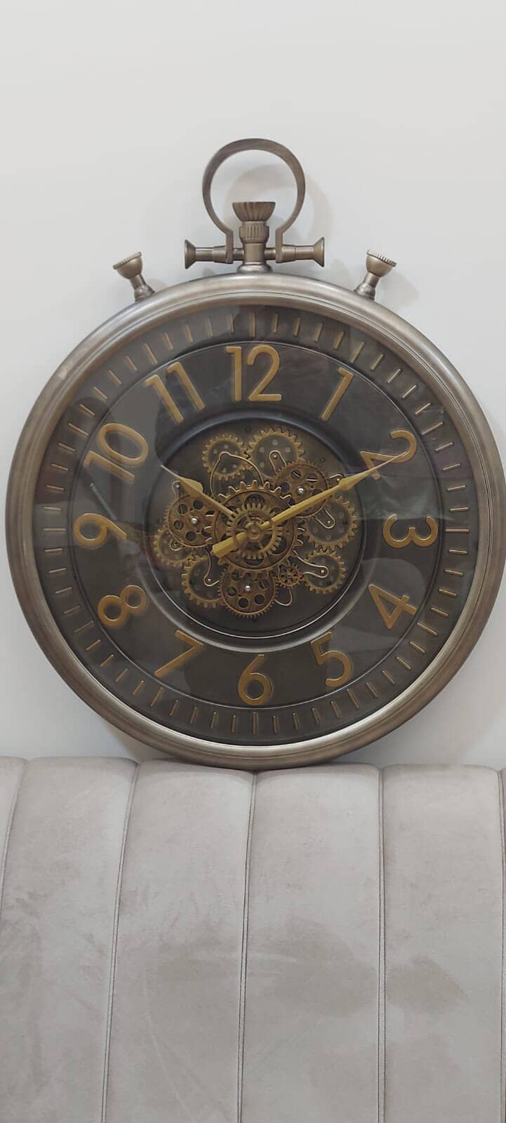Industrial Steampunk Wall Clock with Moving Gears – 60 cm