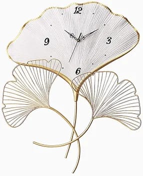 ساعة حائط أوراق الجنكة الذهبية – Ginkgo Leaves Clock