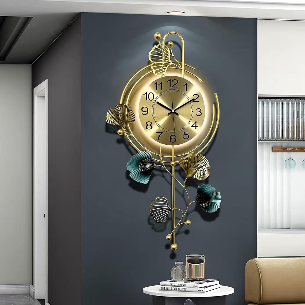 ساعة حائط ديكور مودرن بإضاءة LED – 79×40 سم