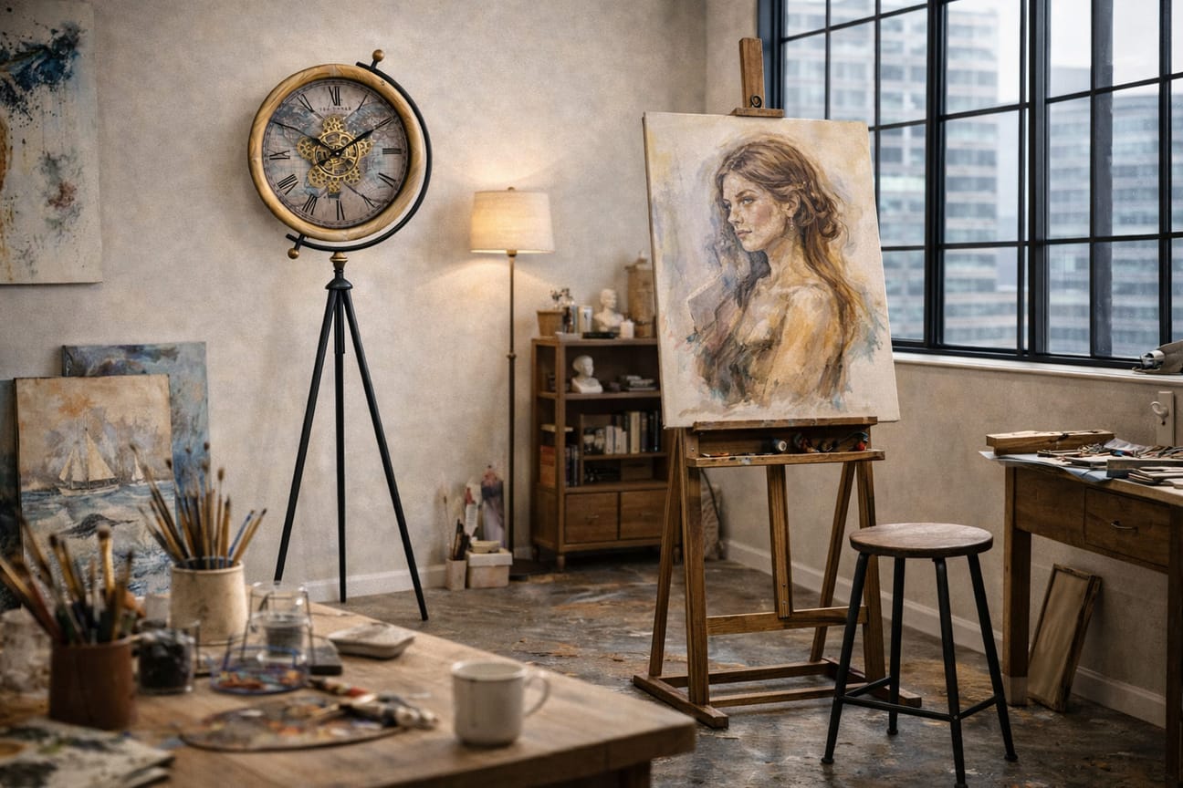 ساعة أرضية  بتروس متحركة وحامل ثلاثي – 156 سم