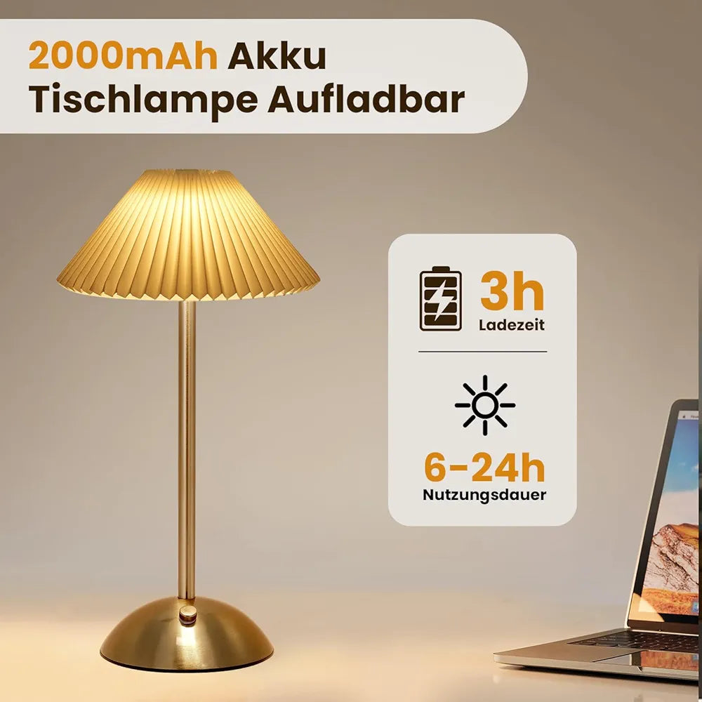 أباجورة طاولة لاسلكية فاخرة بإضاءة LED – لون ذهبي