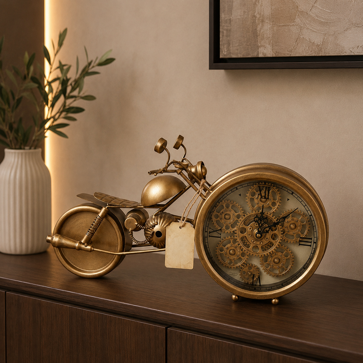 Vintage Motorcycle Clock – ساعة ديكور بشكل دراجة كلاسيكية
