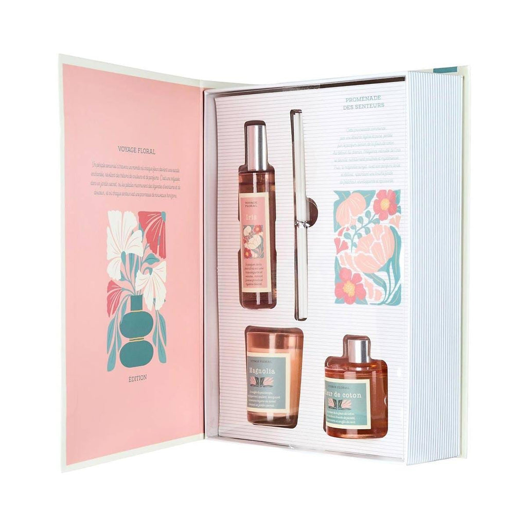 بوكس هدايا عطري فاخر بتصميم كتاب الورود – مجموعة معطرات وشمعة