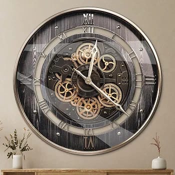ساعة حائط ميكانيكا بالتروس المتحركة – 60×60 سم