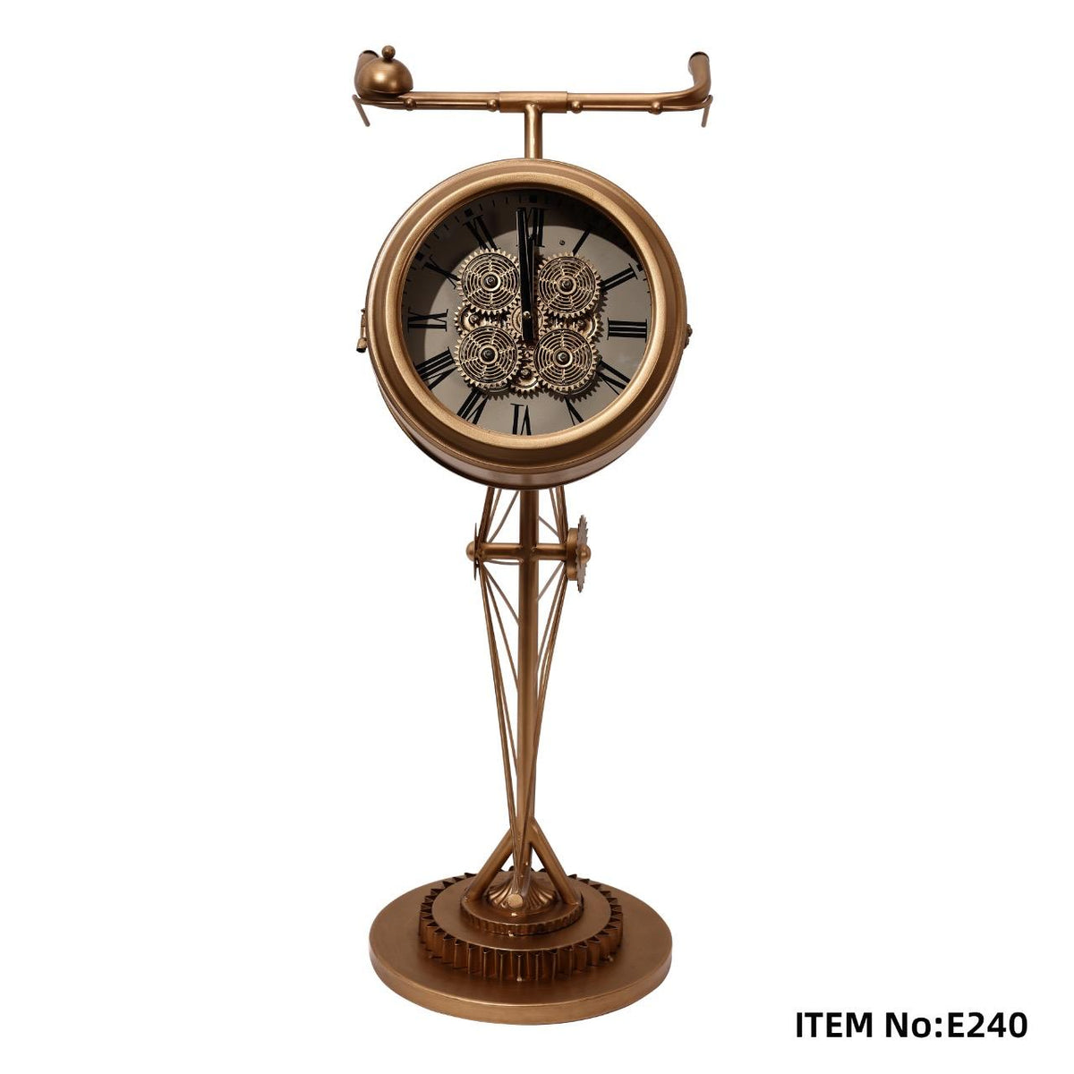 ساعة أرضية ديكور بتروس متحركة – Vintage Bicycle Gear Clock