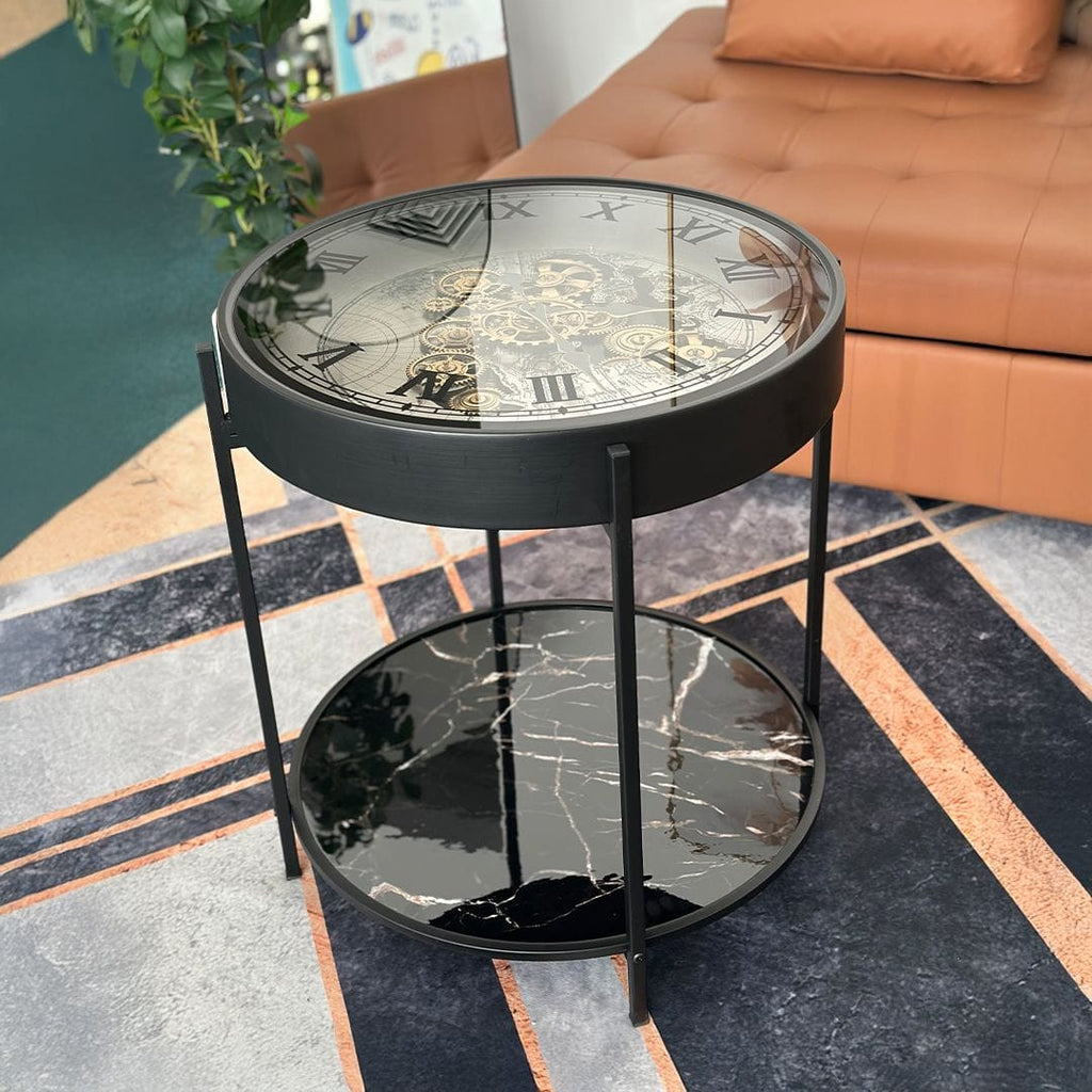 ترابيزة جانبية بتصميم ساعة كلاسيكية – Vintage Clock Side Table