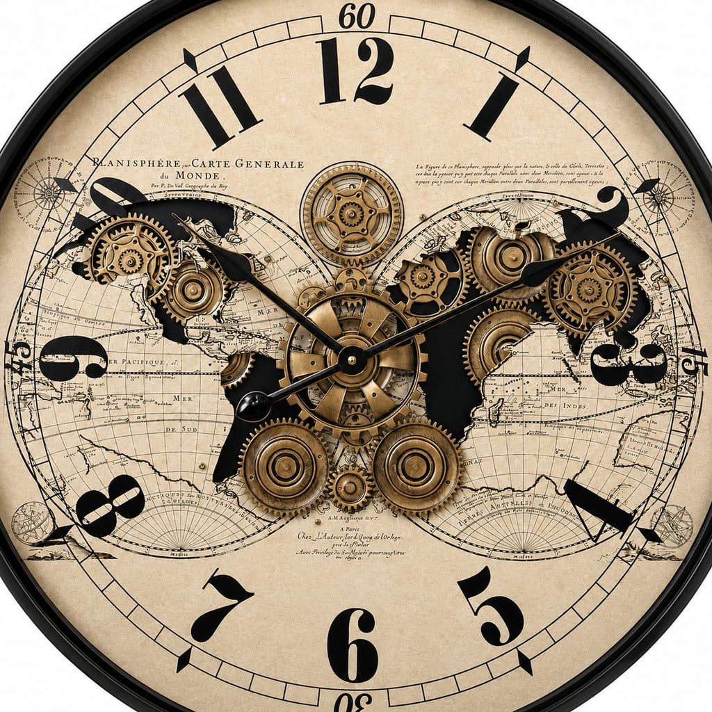 World Map Vintage Wall Clock