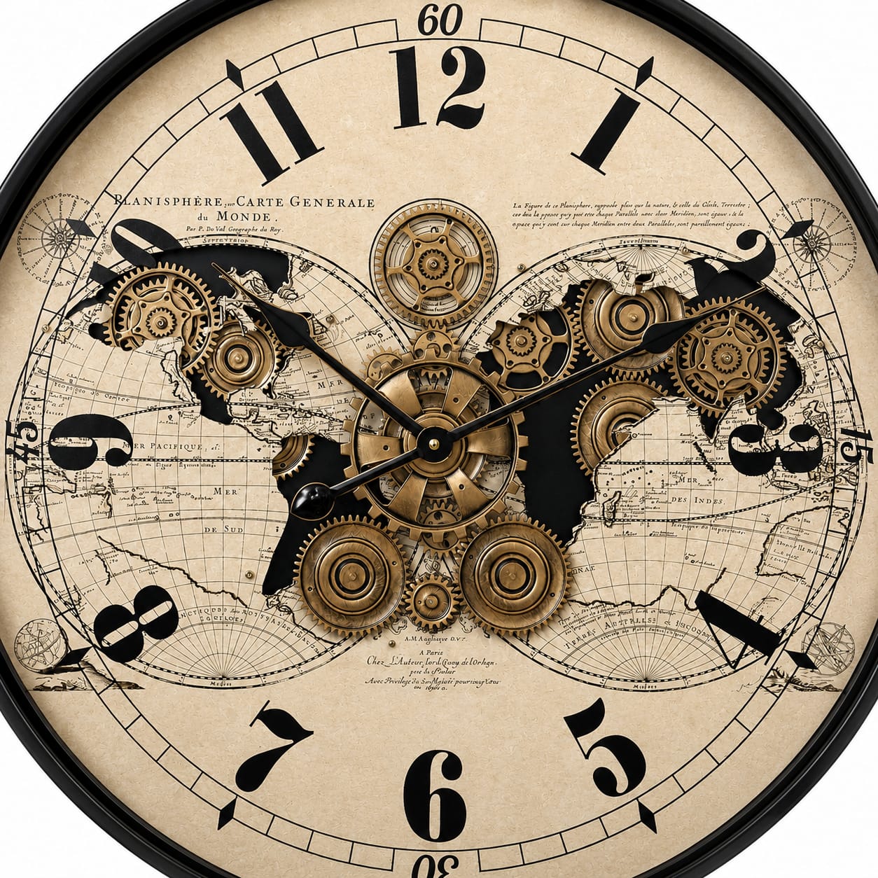 World Map Vintage Wall Clock