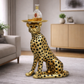 Golden Leopard Tray Table – تمثال فهد بحامل فاخر