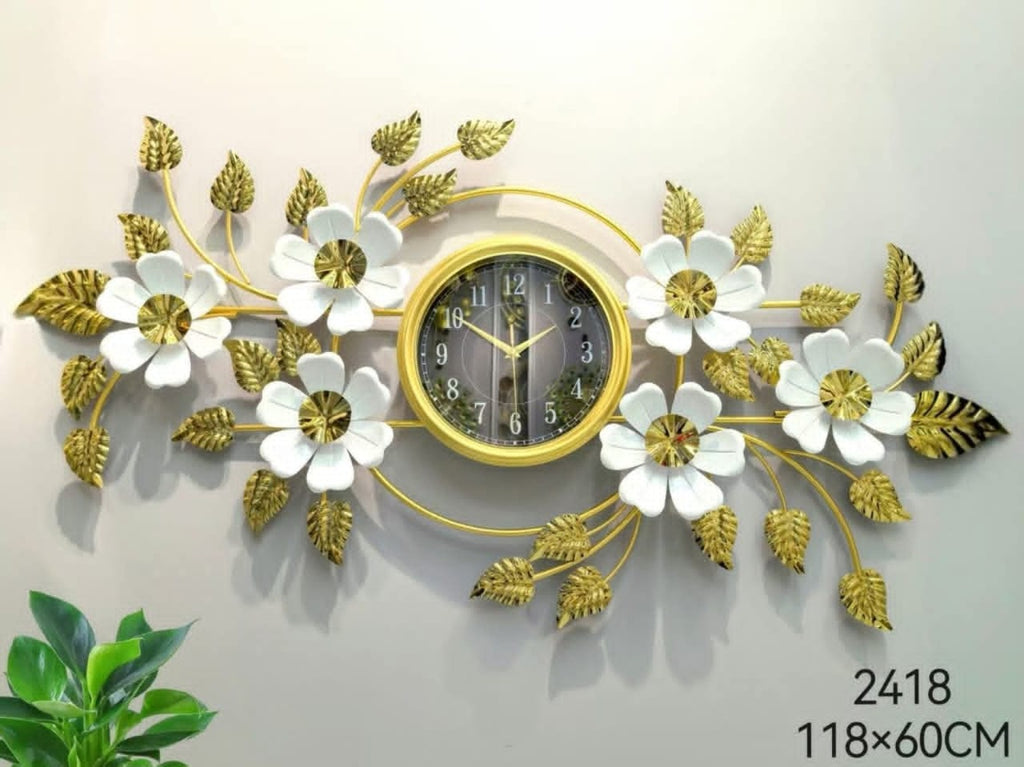 White Rose Wall Clock – Stainless 118×60cm