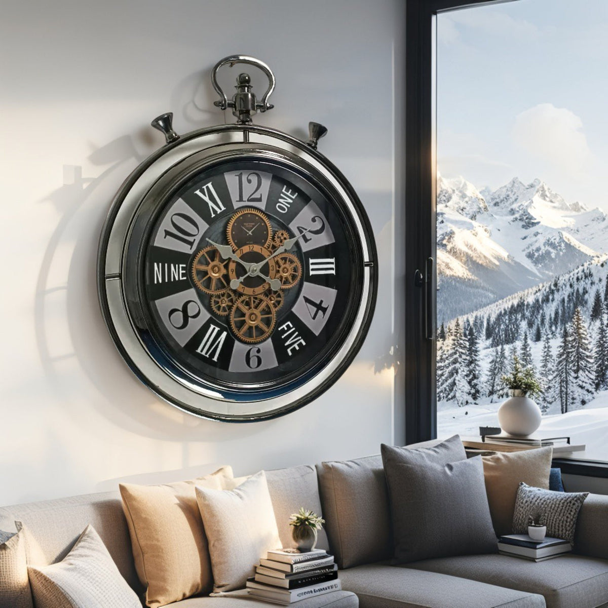 ساعة حائط ريترو بالتروس – Retro Gear Clock