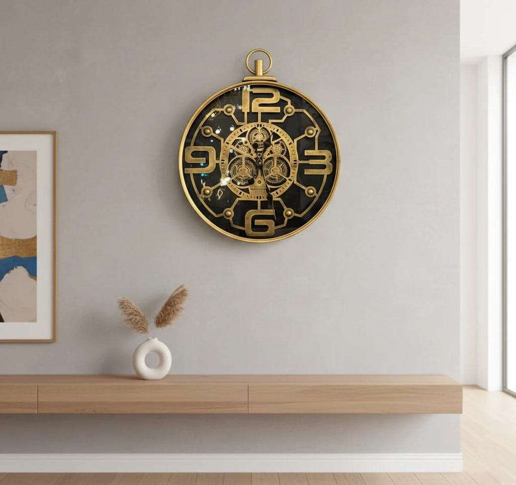 Modern Luxury Gear Clock – ساعة حائط مودرن بتروس ميكانيكية