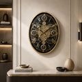 Oval Wall Clock – Black & Gold