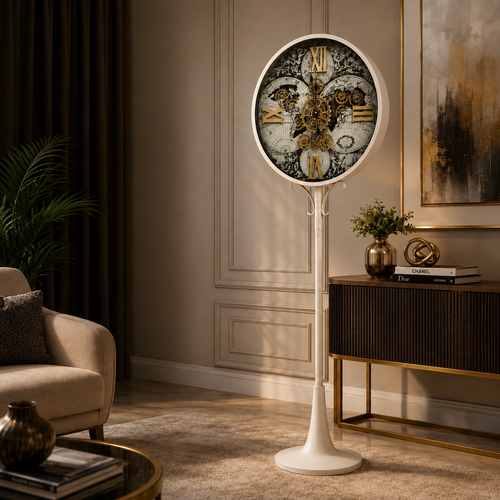 Floor Clock – World Map & Gears 160cm