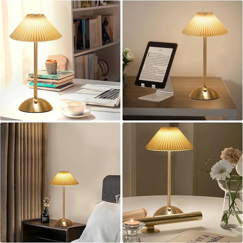 أباجورة طاولة لاسلكية فاخرة بإضاءة LED – لون ذهبي