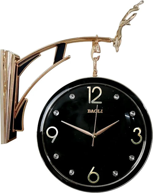 Deer Wall Clock – Double Sided Black Roman