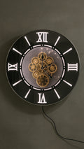 ساعة حائط فاخرة مضيئة مقاس 60 سم – تروس متحركة بأرقام رومانية