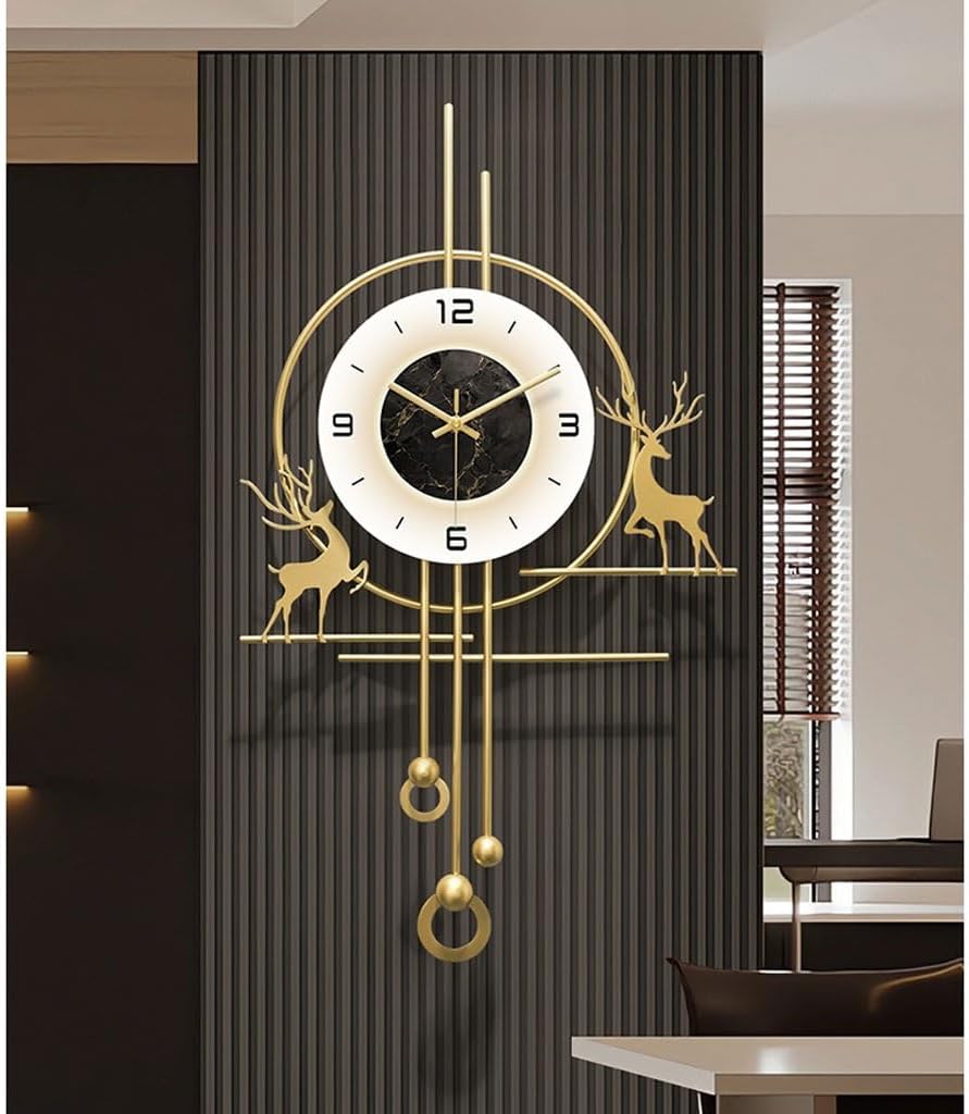 ساعة حائط مضيئة بتصميم الغزلان – 80×45 سم
