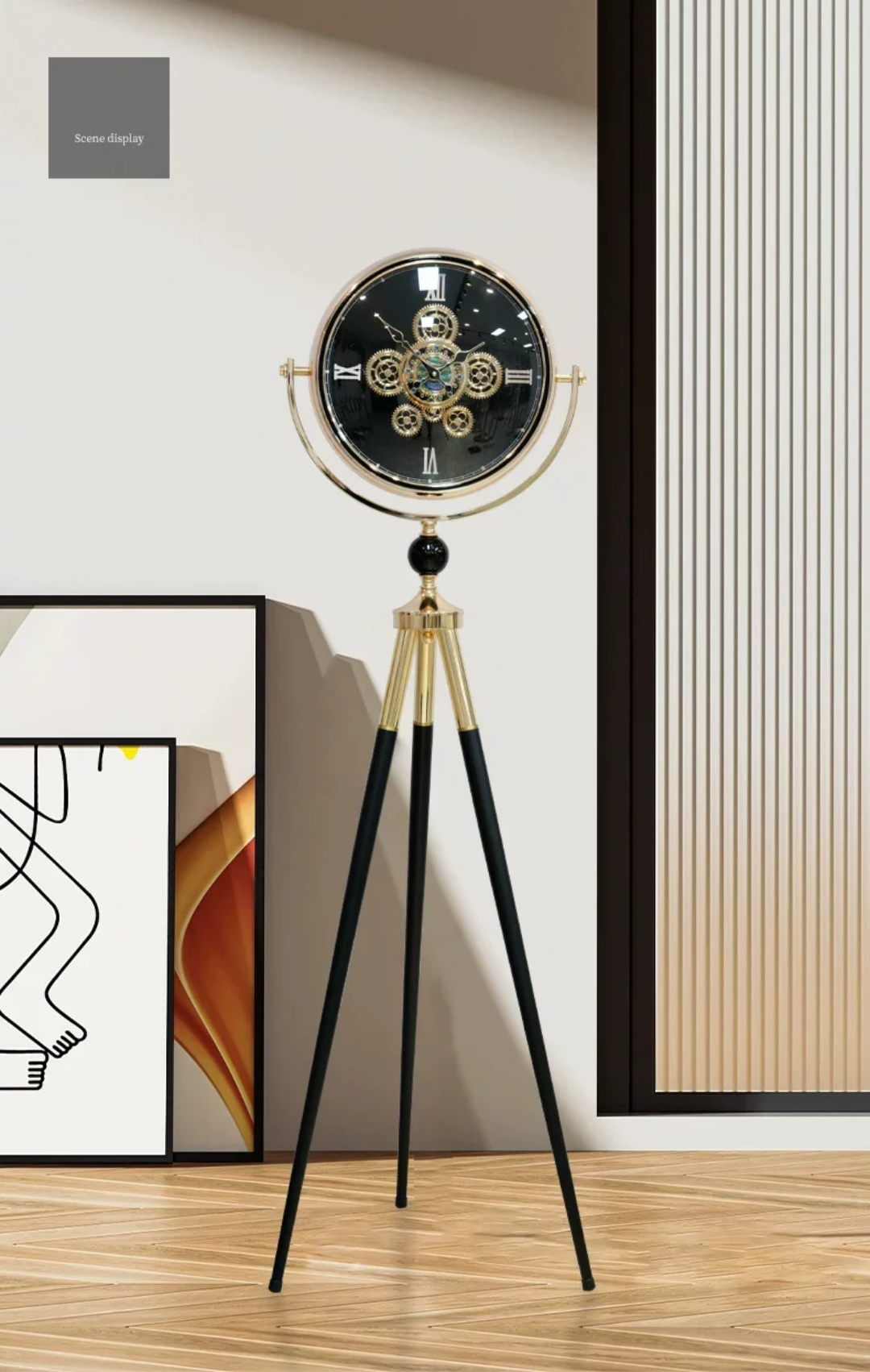 Black Gold Tripod Clock – ساعة أرضية فاخرة ستاند